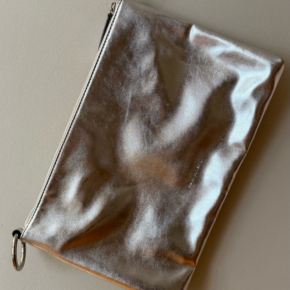 Silver Metallic Large Clutch